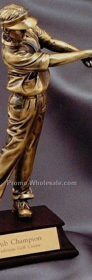 Metal Plated Resin Sculpture - 10-1/2" Male Golfer