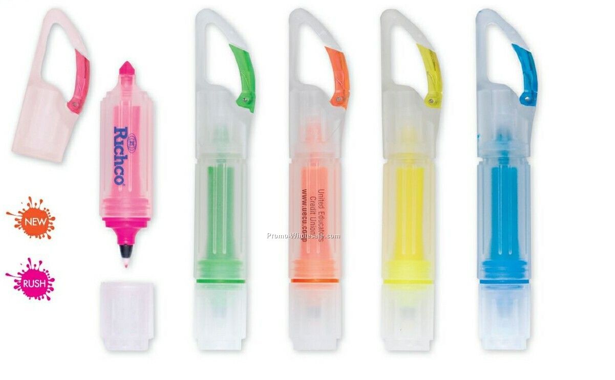 Mini Neon 2 Carabiner Highlighter & Fine Tip Combo