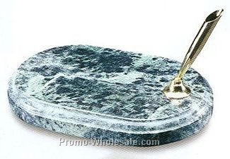 Oblong Green Marble Single Pen Holder Set