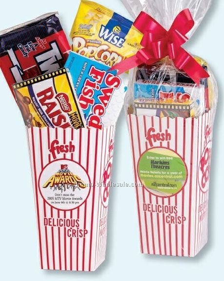 Open Top Movie Pack W/ Bow - Twizzlers/ Raisinettes/ Wise Popcorn