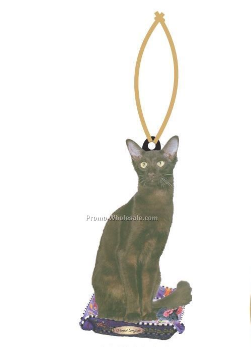 Oriental Longhair Cat Executive Line Ornament W/ Mirrored Back (8 Sq. Inch)
