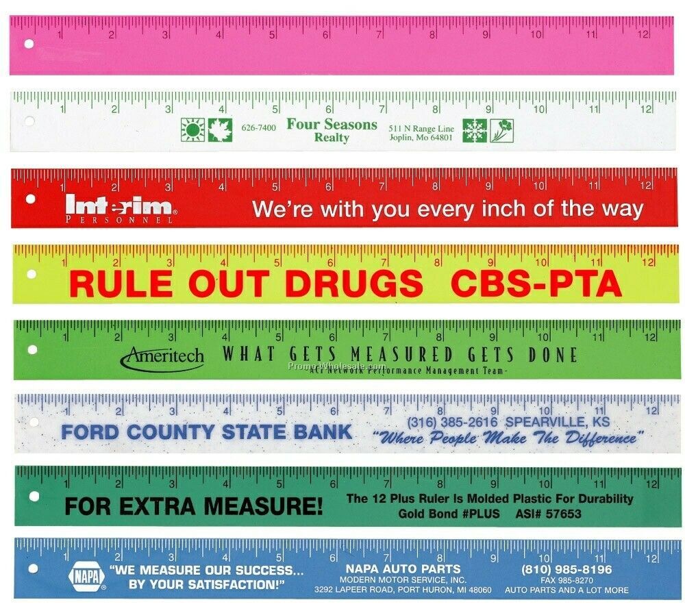 Plastic 12" Plus Ruler (2 Day Production)