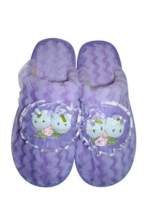 Plush Slippers For Winter W/Pvc Bottom