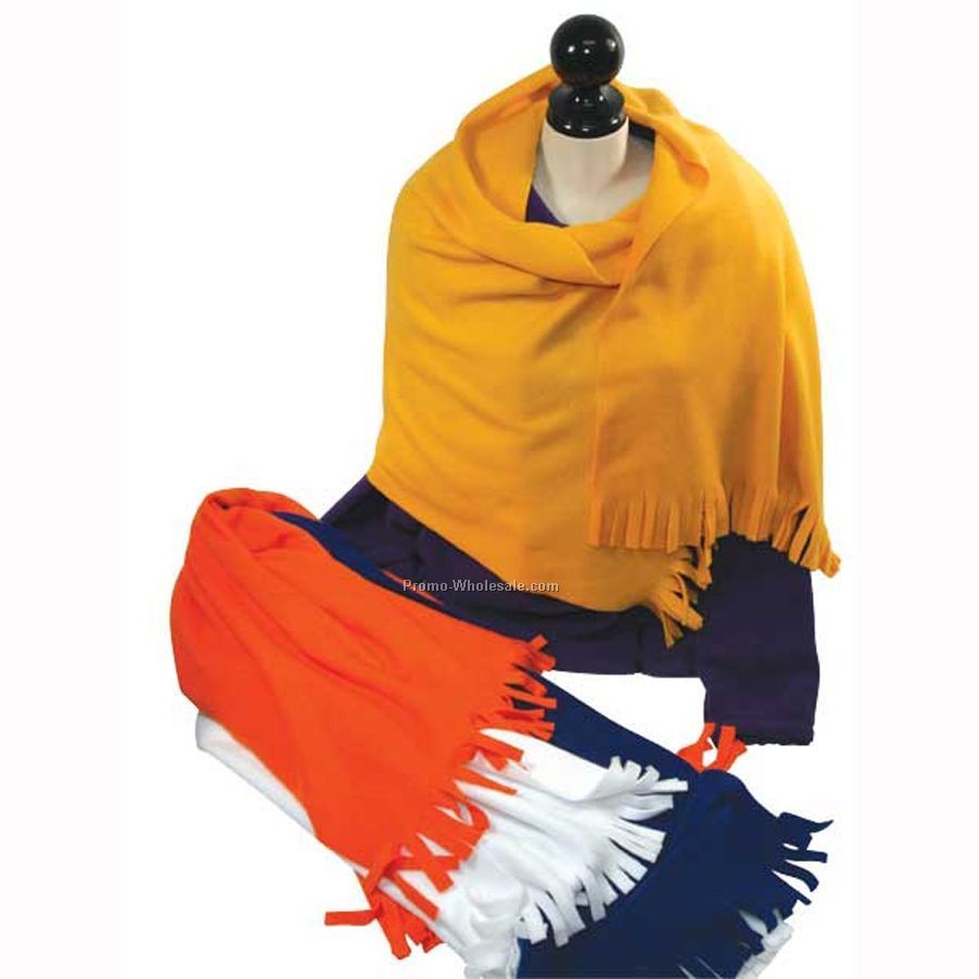 Polar Fleece Shawl With Tassels (70"x19")