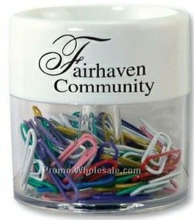 Round Paper Clip Dispenser W/ 80 Assorted Colored Paper Clips