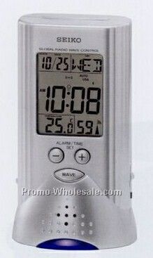 Seiko Global R Wave Clock W/ Travel Alarm/ Calendar/ Thermometer