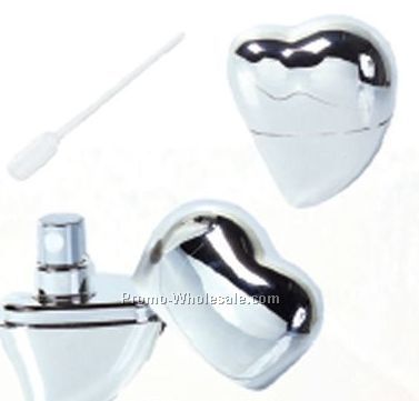 Silver Metal Heart Shape Perfume Atomizer With Pouch