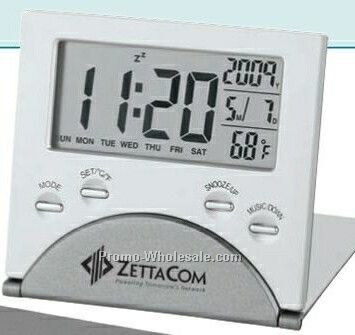 Slim Aluminum Alarm Clock W/ Temperature