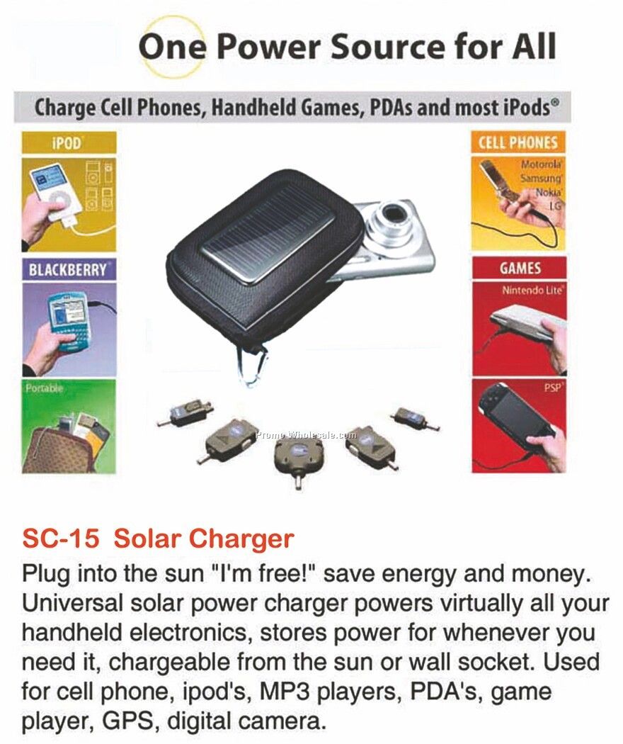 Solar Power Charger, Powers Cell Phones, Mp3 Players