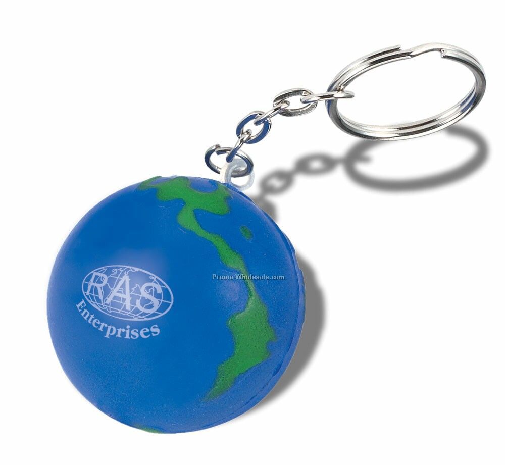 Squeeze Ball Key Chain - Globe