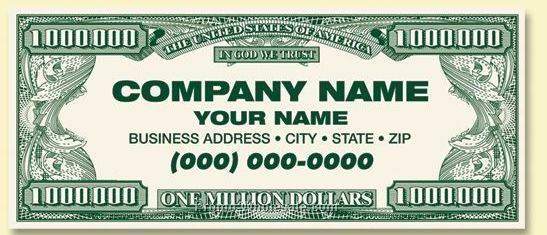 Standard Front/Custom Back Million Dollar Business Card