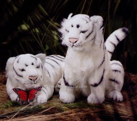 Stock 14" Stuffed Laying White Tiger