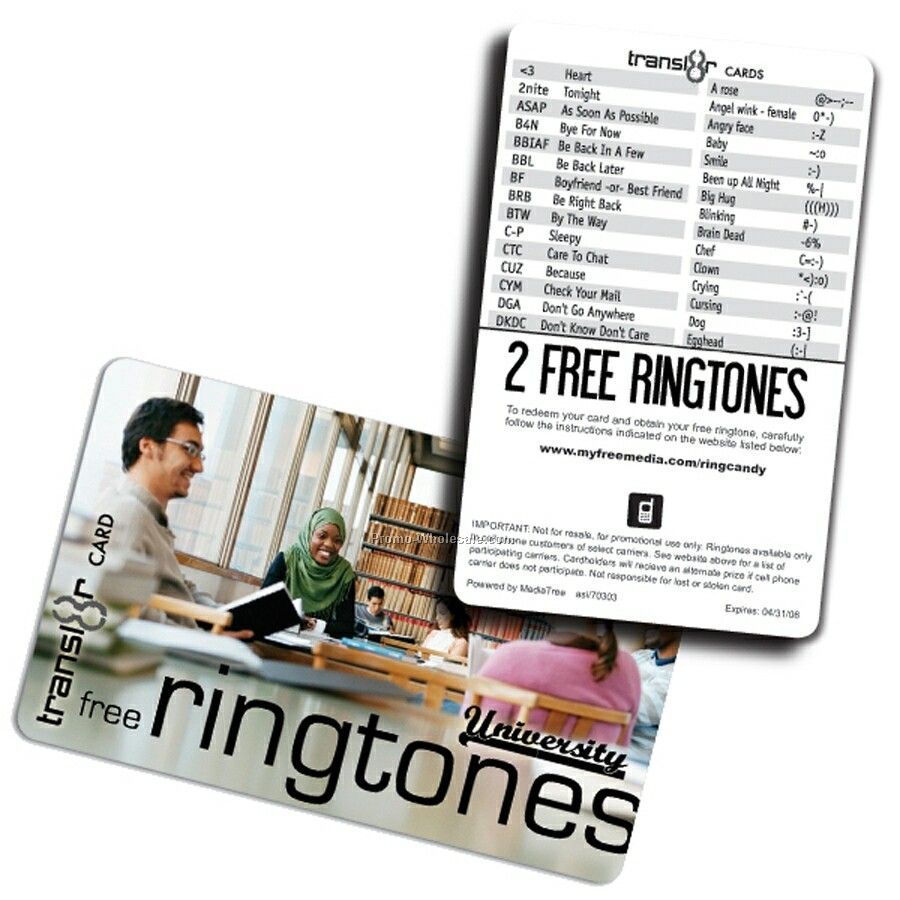 Transl8r Ringtone Combo Card With 2 Free Ringtone Downloads