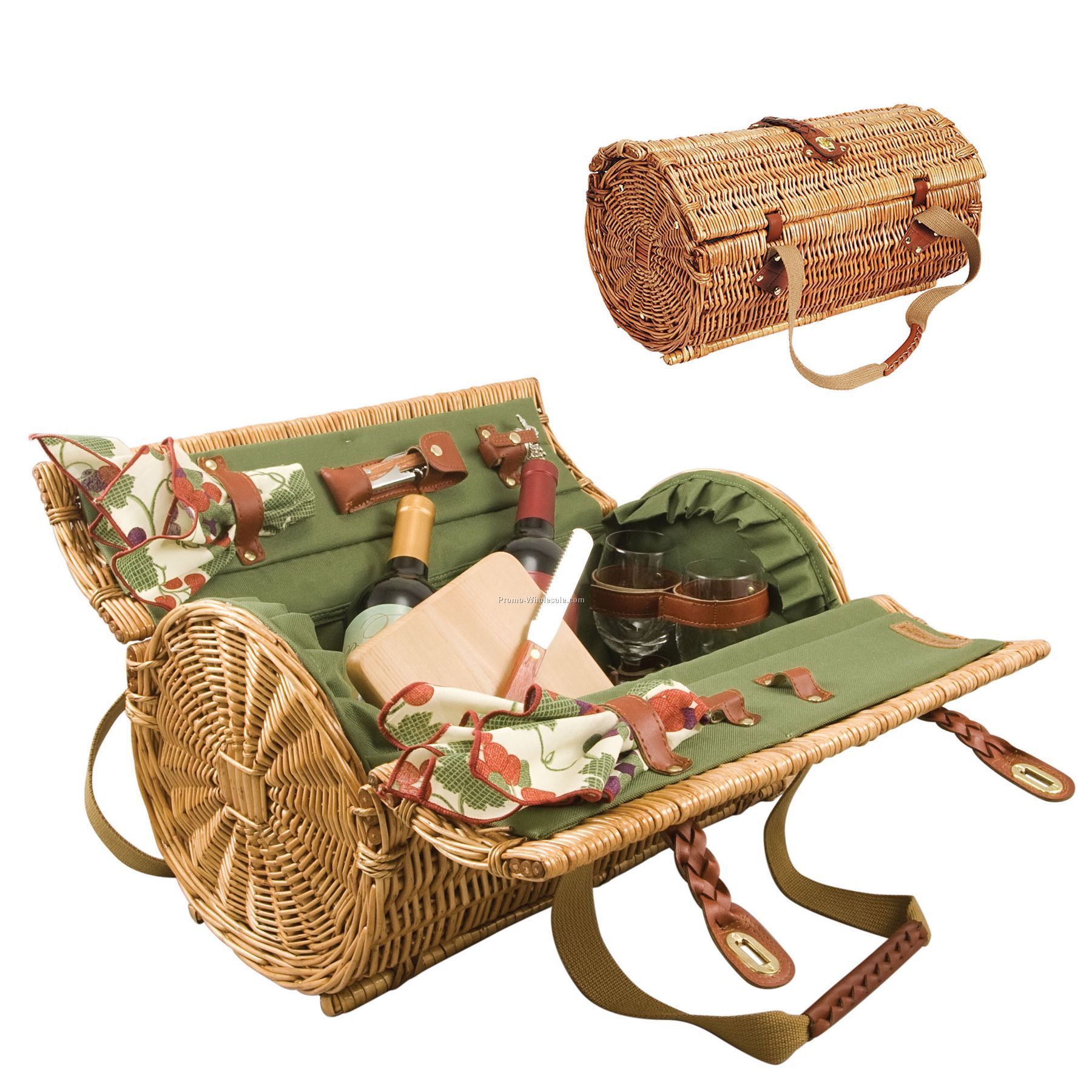Verona Wine Basket With Deluxe Wine & Cheese Service For 2