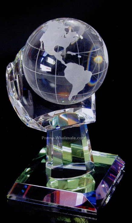 World Globe On Hand Award (2-3/4"x2-3/4"x4")