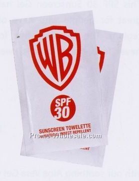 .4 Oz. Sunscreen Towelette W/ Natural Insect Repellent (Custom Imprint)