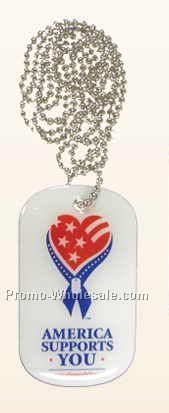 1/32" Printed Aluminum Dog Tag W/ 1 Side Design & 29" Beaded Chain