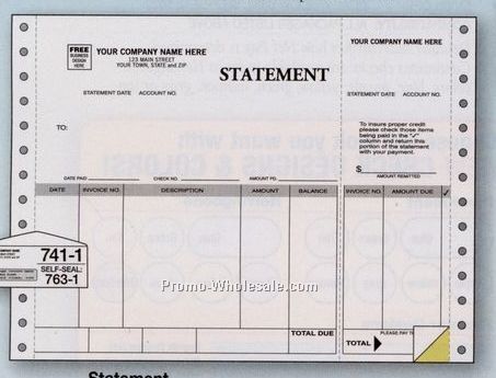 1 Part Parchment Statement W/ Stub (Business Works Compatible)