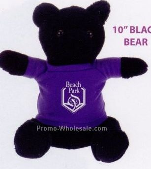 10" Extra Soft Black Stuffed Bear