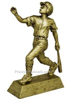 10-1/2" Signature Resin Trophies Antique Gold Female Baseball Figure