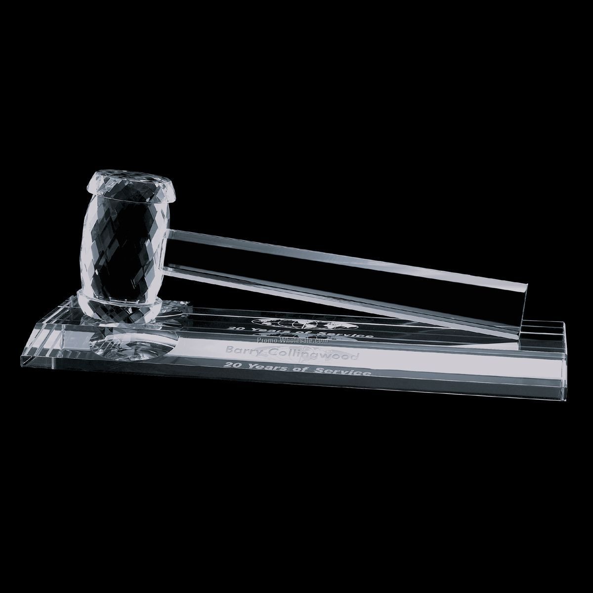 10"x2"x3" Optical Crystal Gavel W/Base