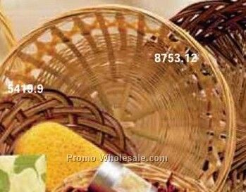 10"x3-1/2" Round Bamboo Bowl Open Wave Band Gift Basket (Full Carton)