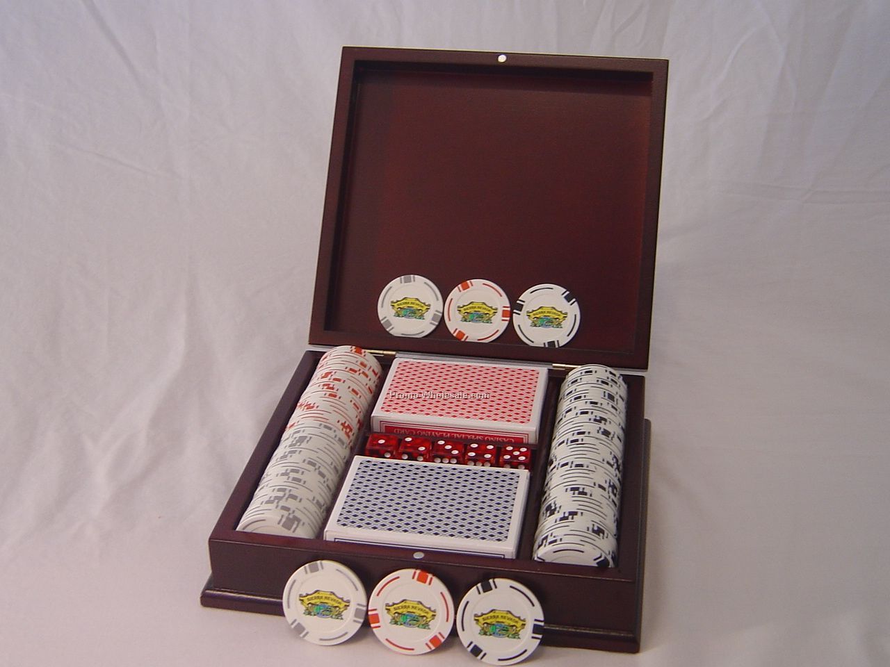 100 Chip Wood Poker Set (4-color Print)