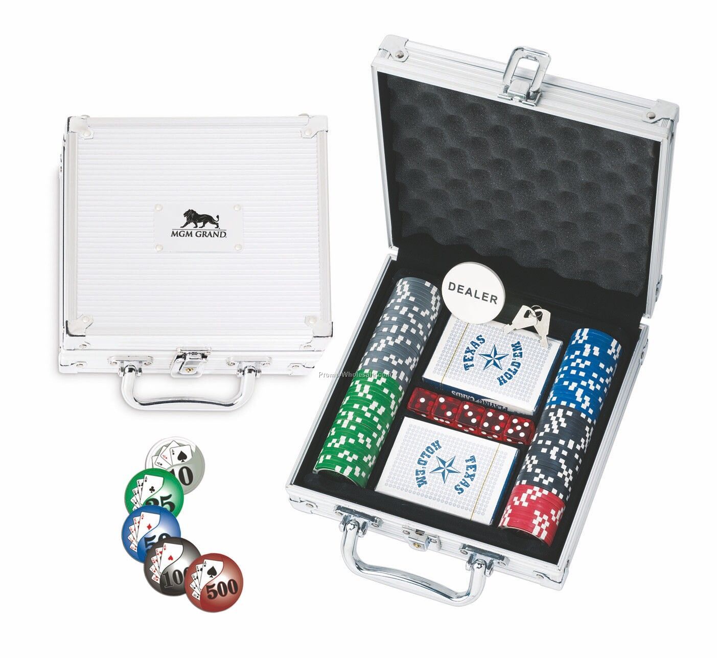 100 Pc. Poker Chip Set In Metal Box W/ Deluxe Stamped Chips