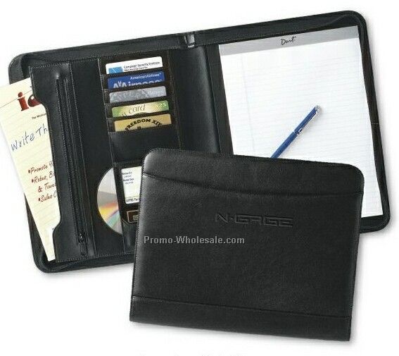 11"x13-1/2"x1/2" Pinnacle Leather Zippered Padfolio