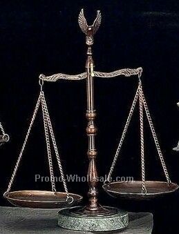 12-1/2" Bronzed Scale With Eagle Finial On Marble Base