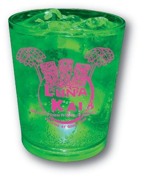 12 Oz. Green Light Up Pint Glass W/ 3 LED Lights