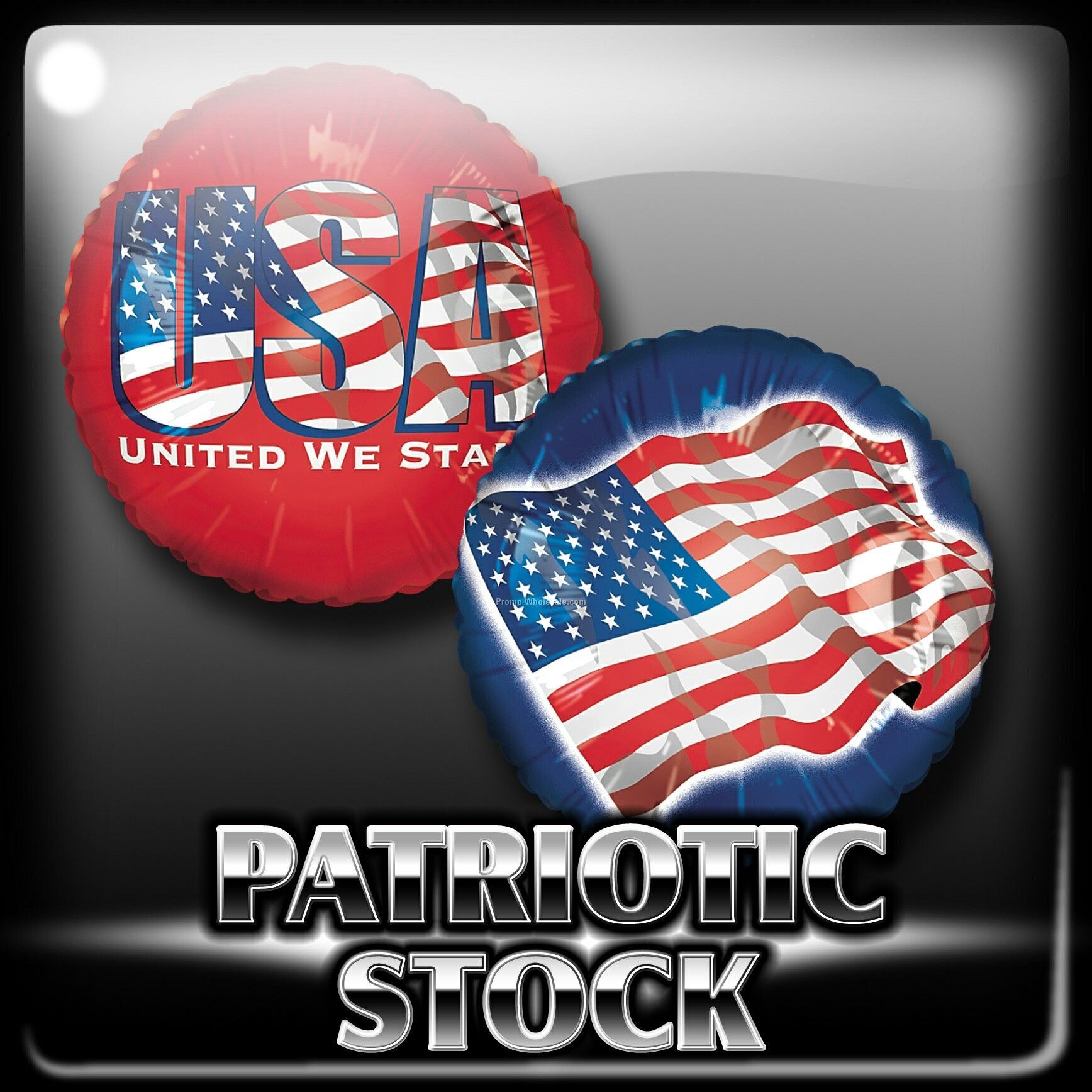 18" Patriotic Stock Foil Balloon, Round Shape