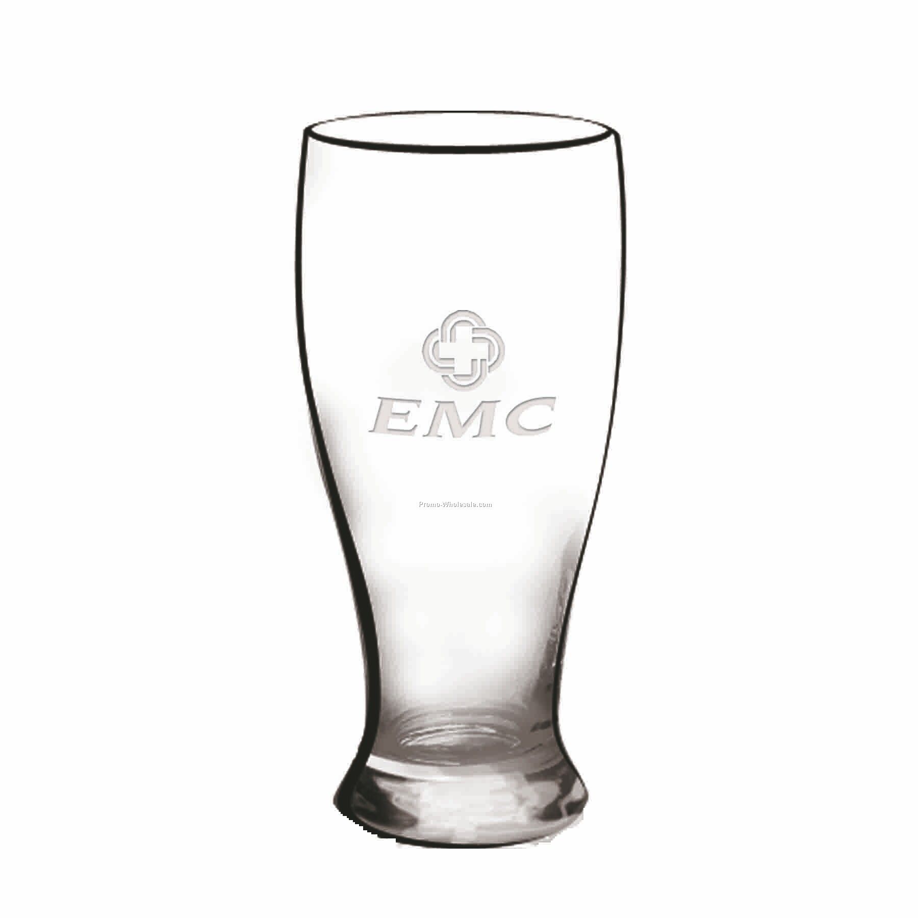 19 Oz. Crystal Pilsner Beer Glass W/ Curved Sides (Deep Etch)
