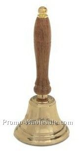 2-5/8"x6" Brass School Bell III W/ Oak Handle