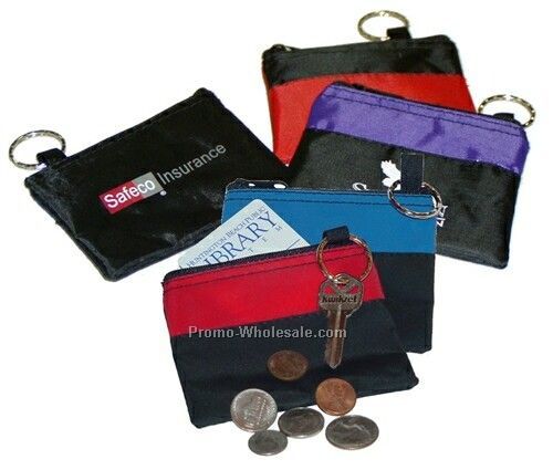 2 Tone Coin Purse W/ Key Ring (4"x3-1/4")