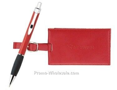 2-piece Alto Ballpoint Pen And Leather Luggage Tag Set