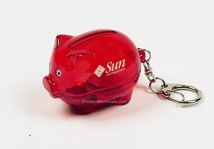 2"x1-1/4" Red Piggy Bank Keychain