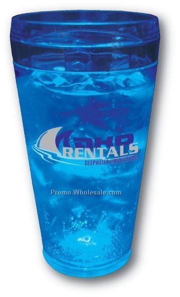 20 Oz. Blue Light Up Pint Glass W/ 3 LED Lights