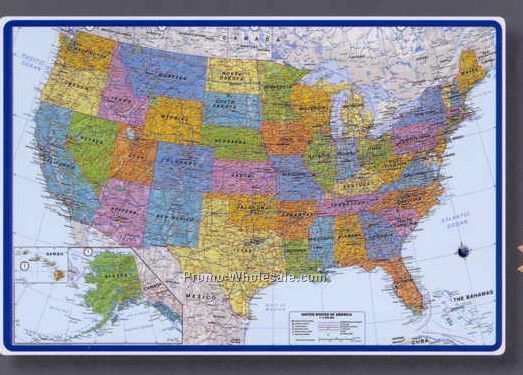 25-1/2"x17" World Map Desk Pad With Americas Centered