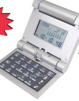 3-1/2"x3"x1/2" Auto Open World Time Clock/Calculator