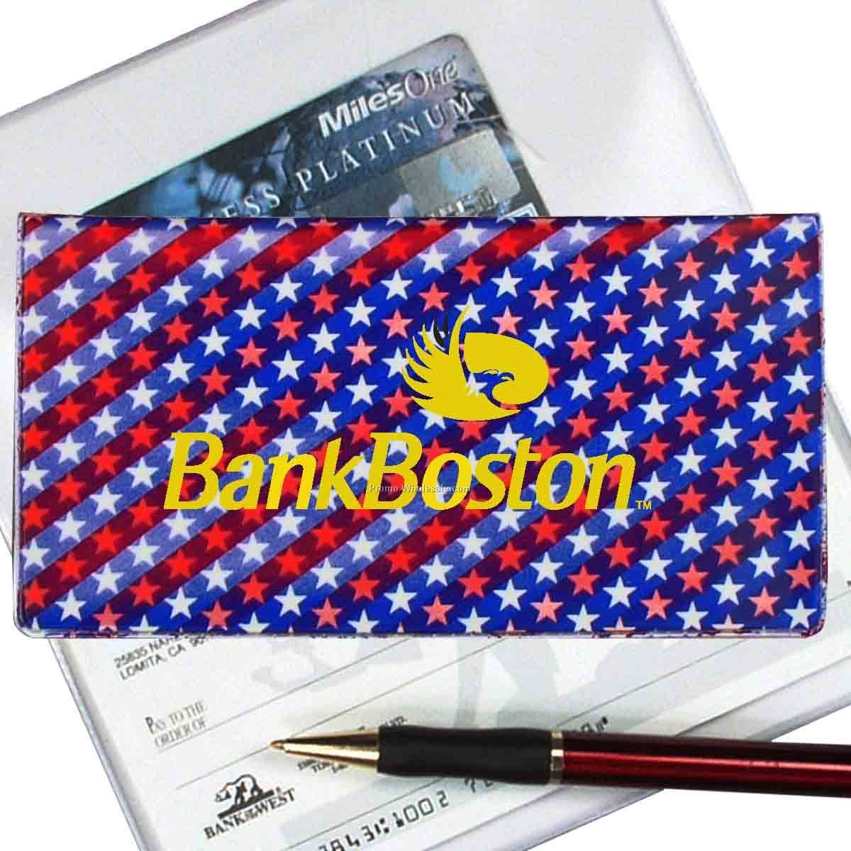 3-3/8"x6-3/8" 3d Lenticular Checkbook Cover - Stock / Stars & Stripes