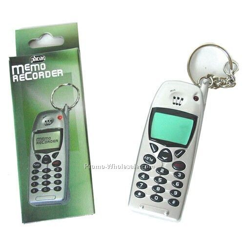 3"x1-1/8"x5/8" Cell Phone Shaped Memo Recorder With Key Ring