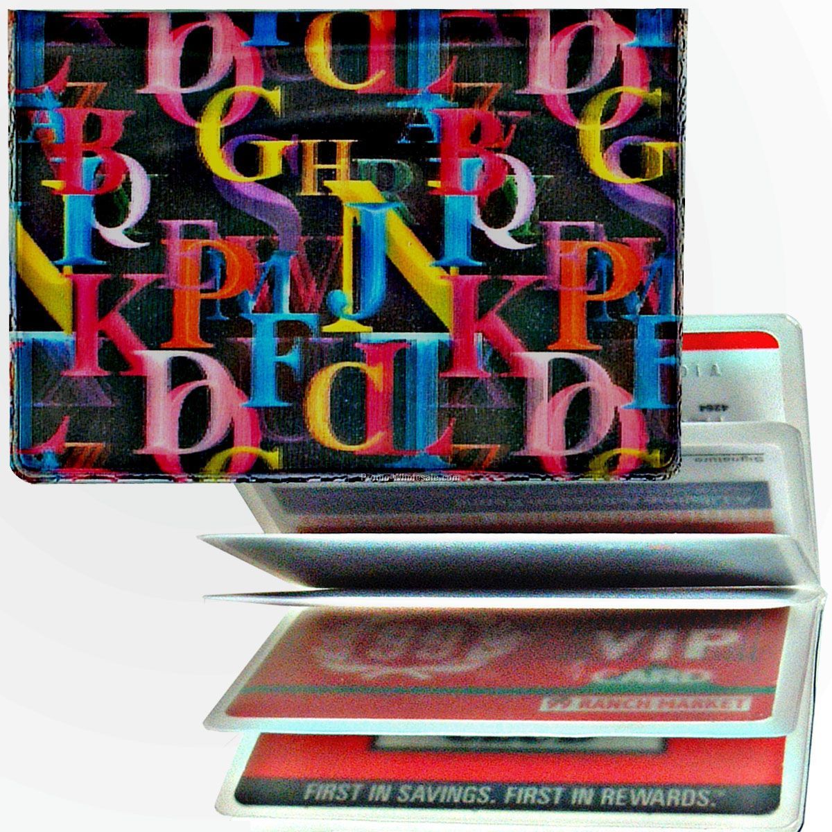 3d Lenticular Id / Credit Card Holder - Stock / Alphabet On Black