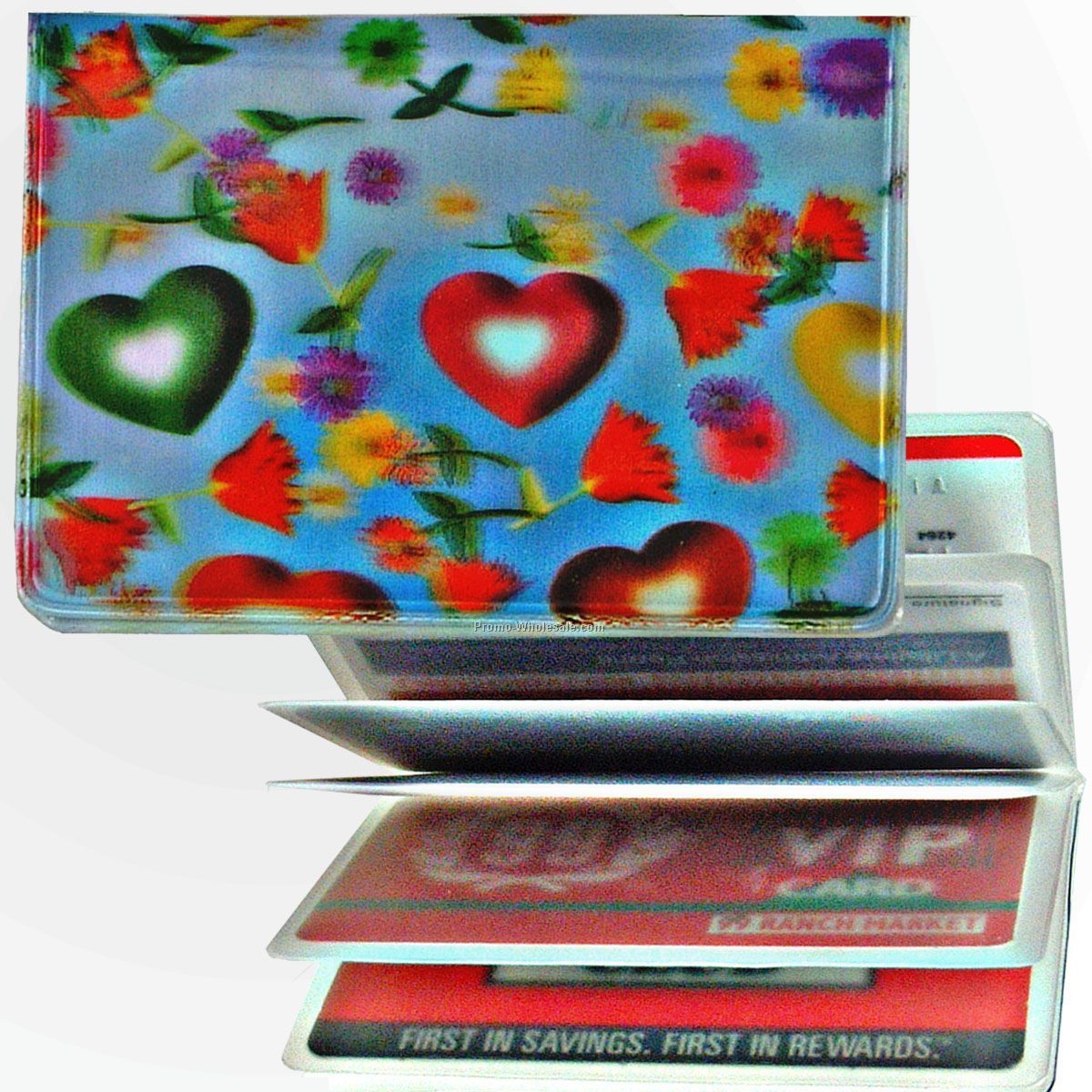 3d Lenticular Id / Credit Card Holder - Stock / Hearts & Flowers