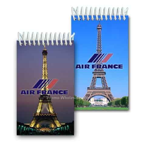 3d Lenticular Mini Notebook; Stock; Eiffel Tower; Custom