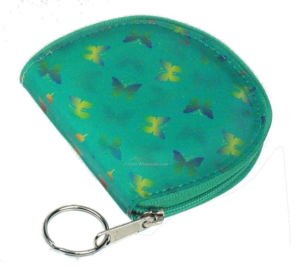 3d Lenticular Rondo Coin Purse - Custom / Green With Butterflies