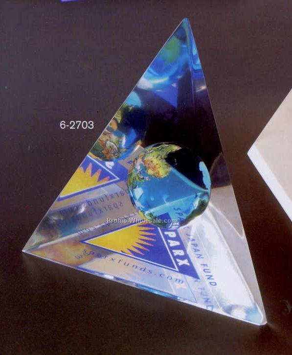 4-1/4"x4-1/4"x3-11/16" Acrylic 3-sided Pyramid Award