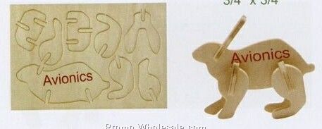 4-4/8"x3"x1/8" Rabbit Mini-logo Puzzle