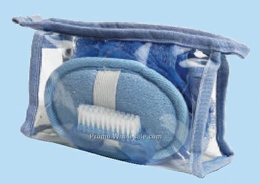 4 Piece Blue Spa Set (Scrubber/ Loofah/ Finger Brush)