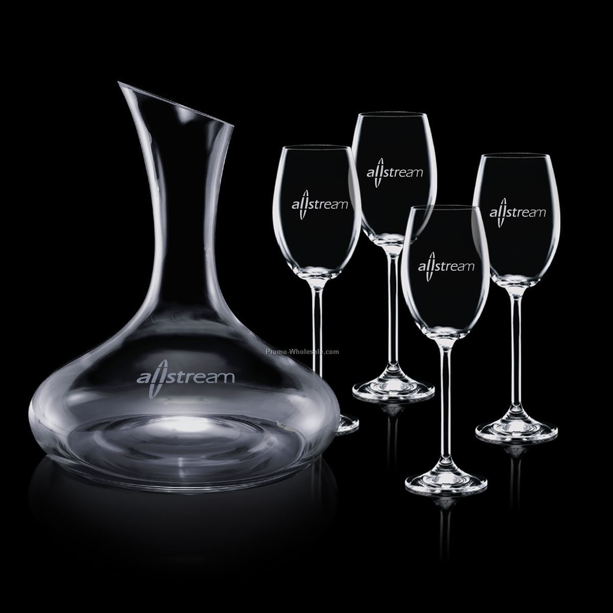 48 Oz. Crystal Cimarron Carafe & 4 Wine Glasses